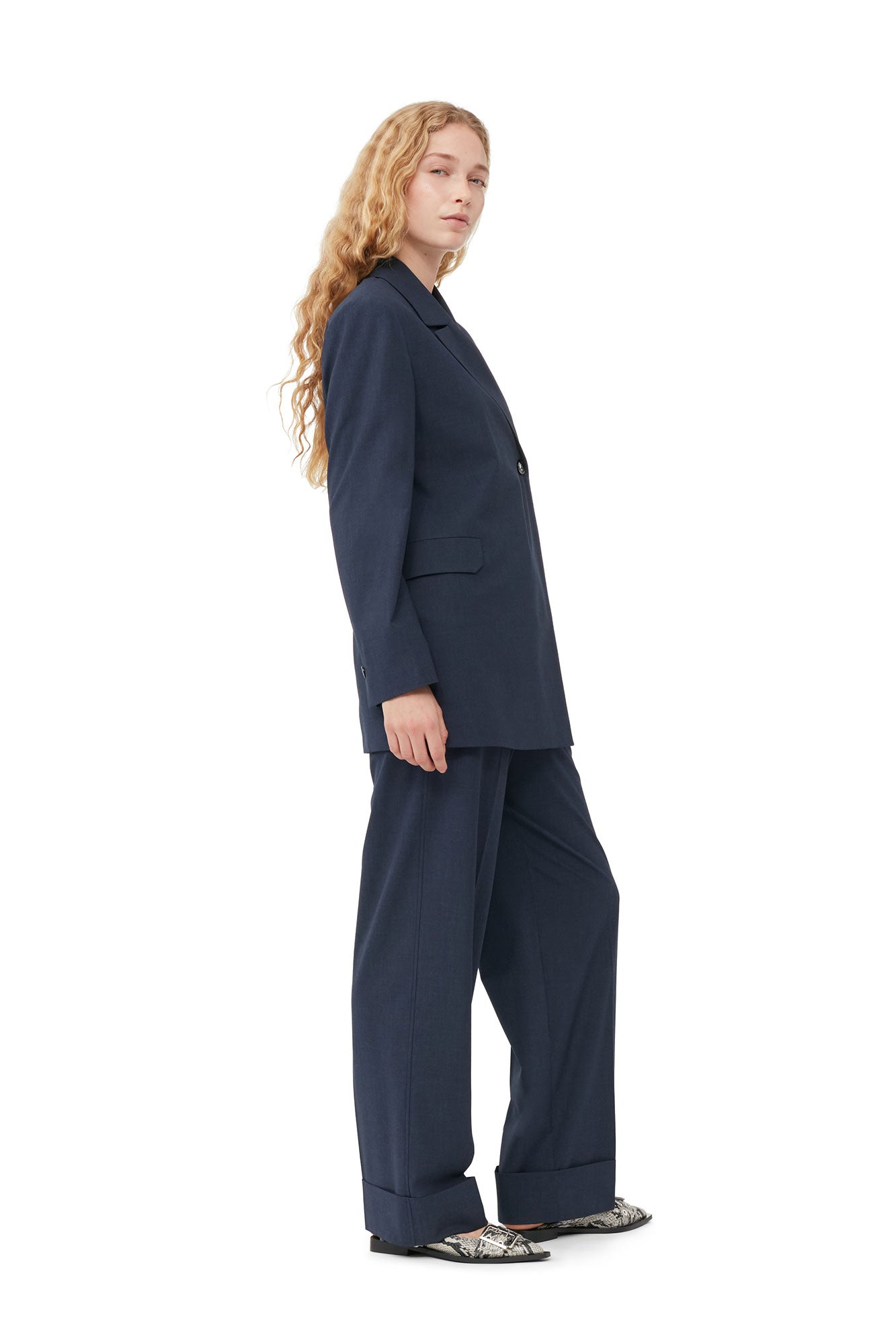 Drapey Melange Blazer | Sky Captain