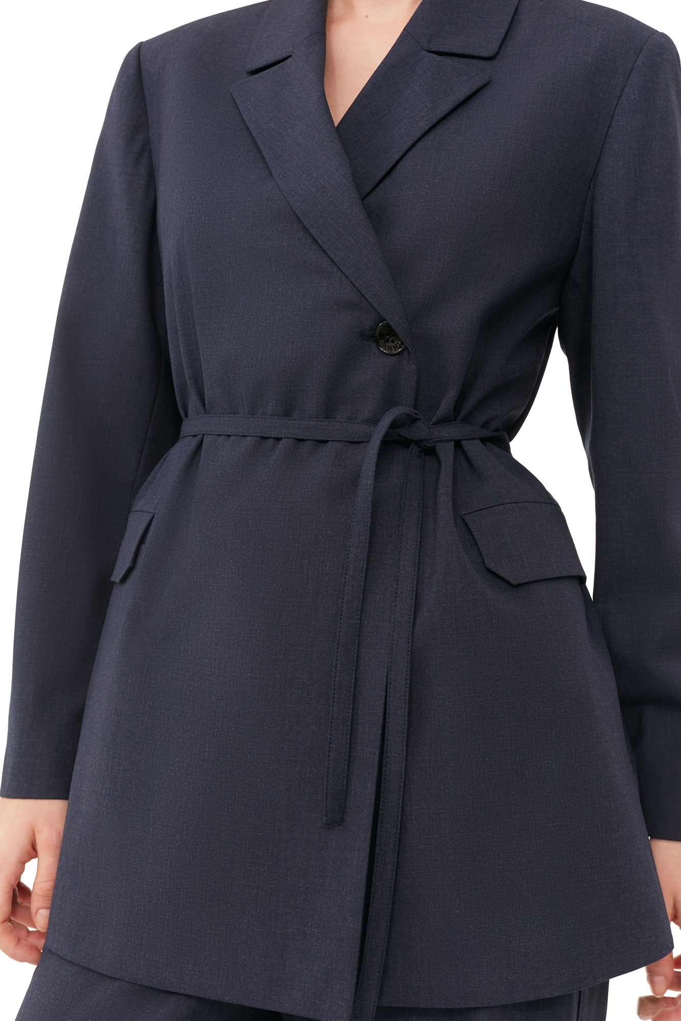 Drapey Melange Blazer | Sky Captain