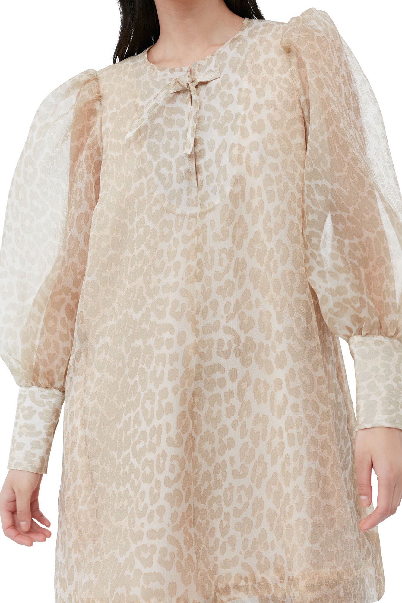 Organza A-shaped Mini Dress | Oyster Gray