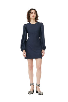 Drapey Melange Open Back Mini Dress | Sky Captain