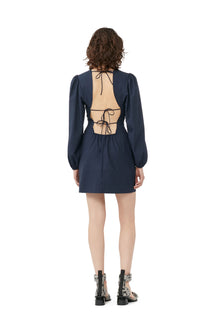 Drapey Melange Open Back Mini Dress | Sky Captain