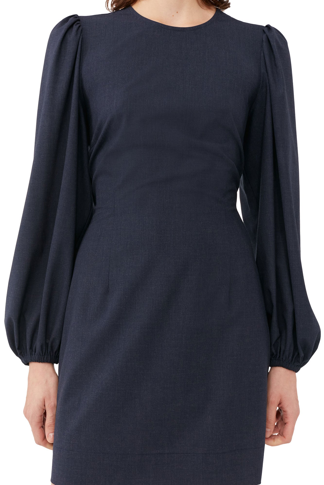 Drapey Melange Open Back Mini Dress | Sky Captain