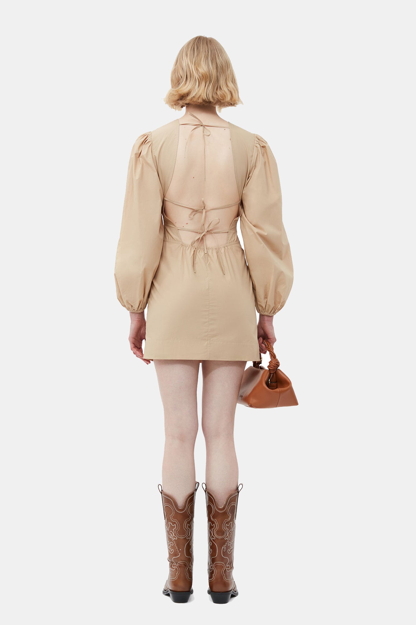 Cotton Poplin Open Back Mini Dress | Curds and Whey