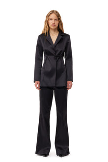 Double Satin Tiestring Blazer | Black