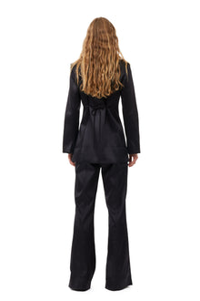 Double Satin Tiestring Blazer | Black