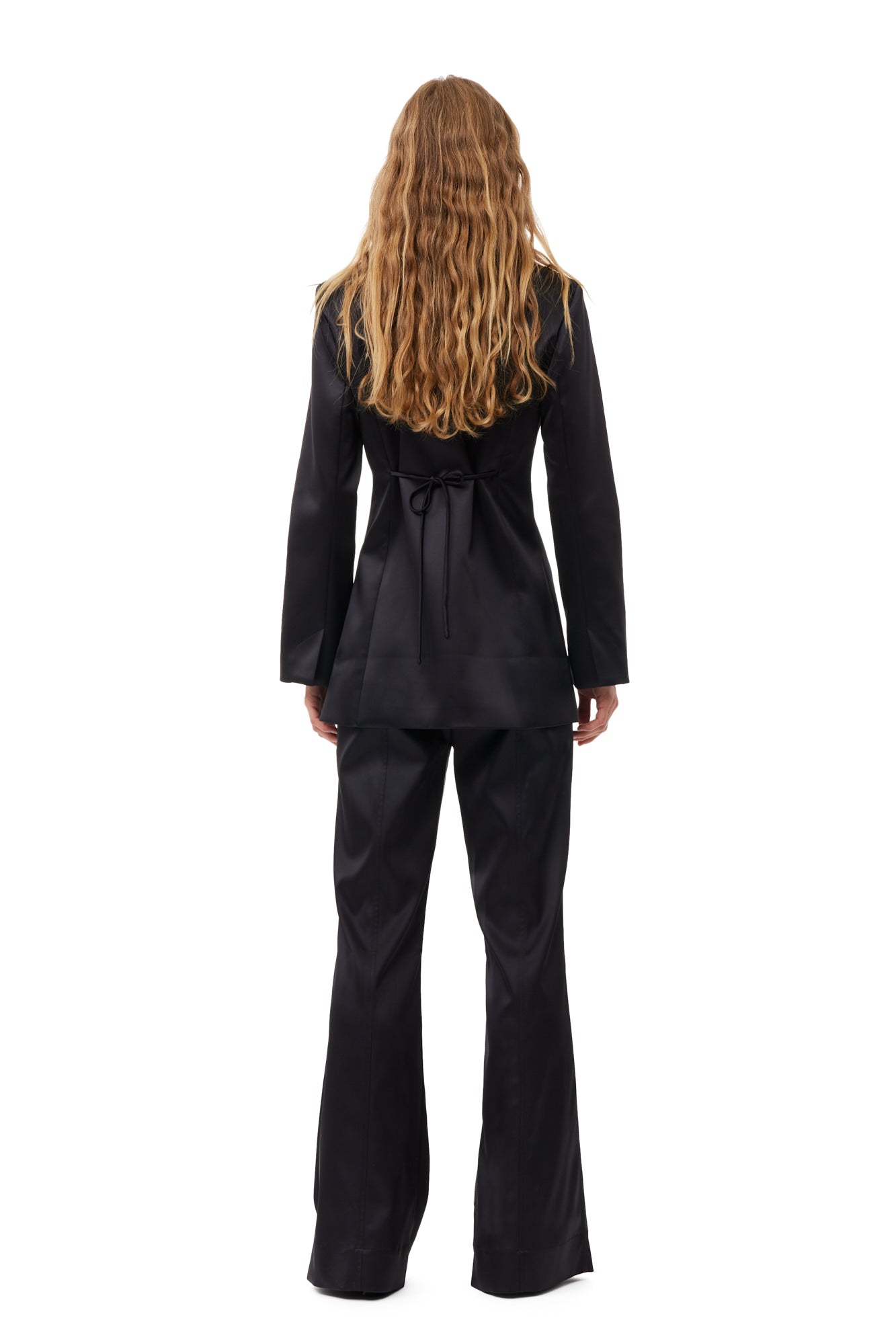Double Satin Tiestring Blazer | Black