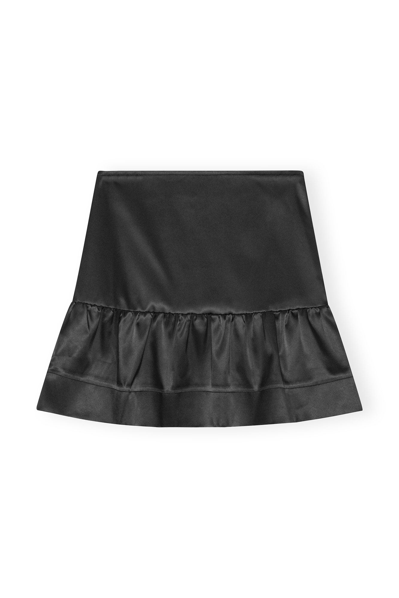 Double Satin Flounce Mini Skirt | Black