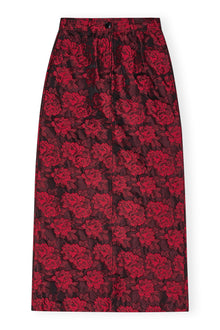 Botanical Jacquard Long Skirt | High Risk Red