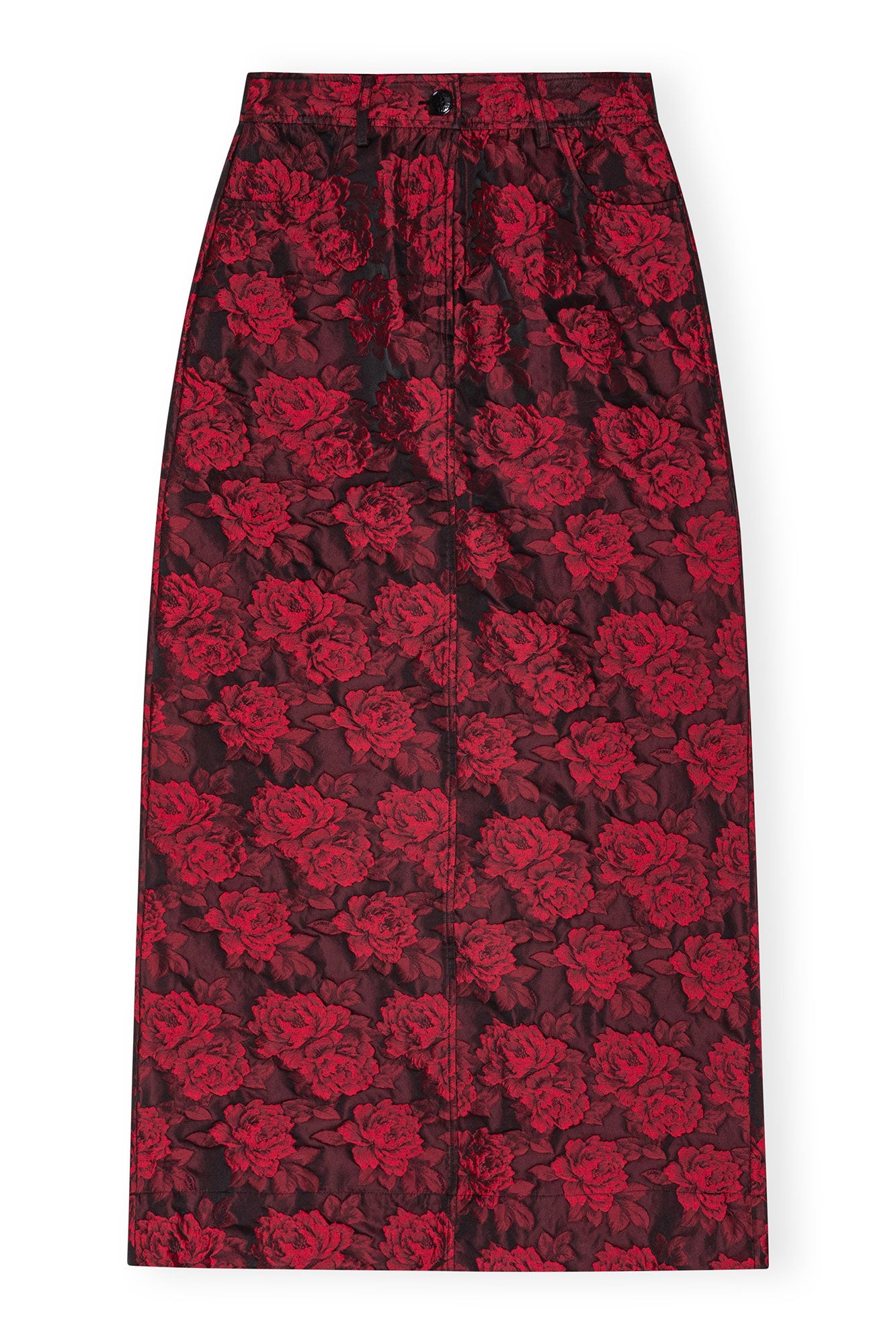 Botanical Jacquard Long Skirt | High Risk Red