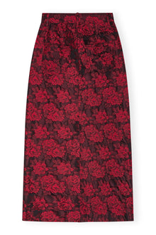 Botanical Jacquard Long Skirt | High Risk Red