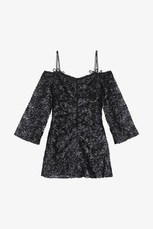 Ribbon Tulle Mini Dress | Black