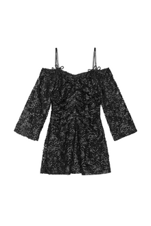 Ribbon Tulle Mini Dress | Black