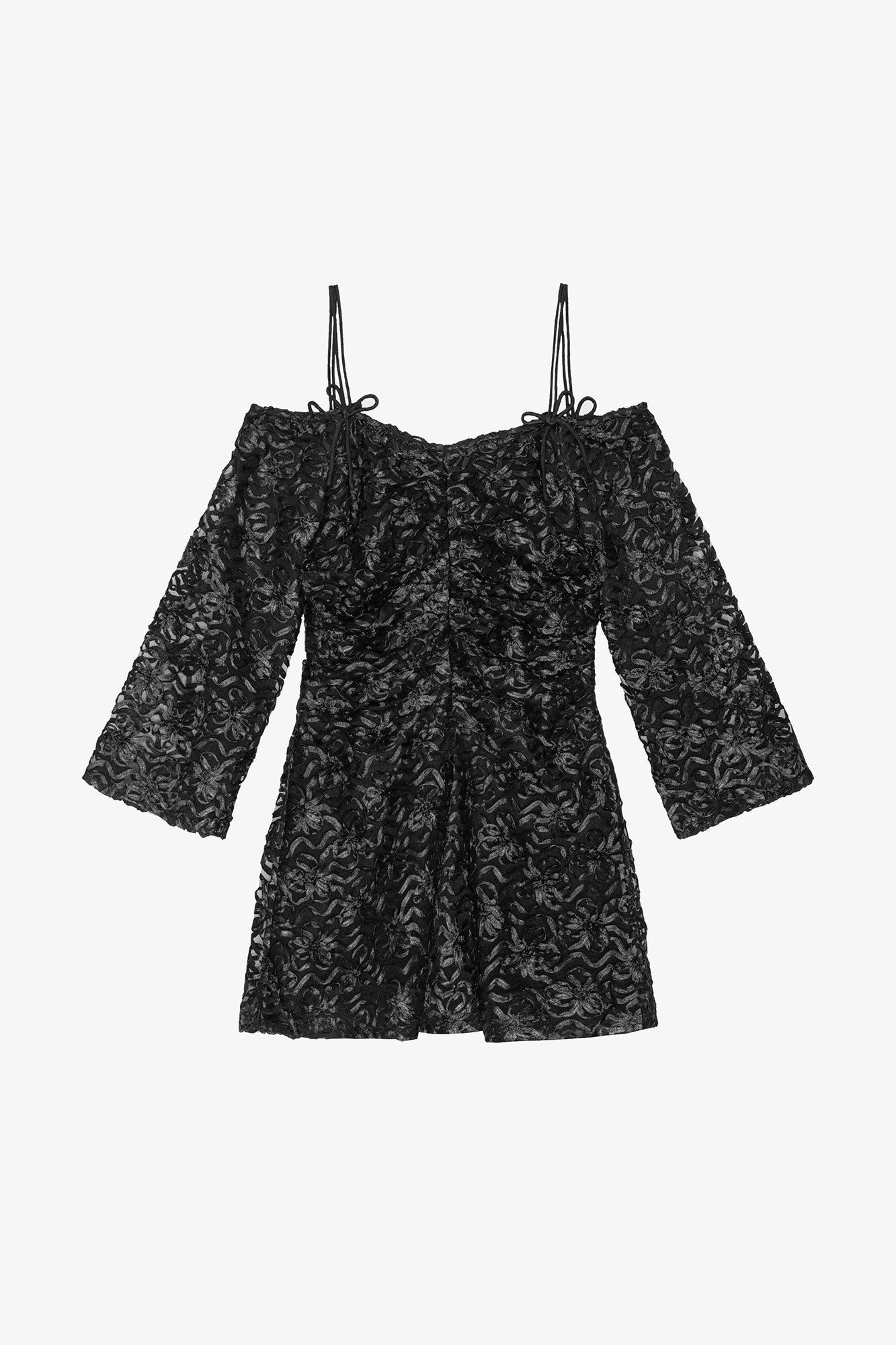 Ribbon Tulle Mini Dress | Black