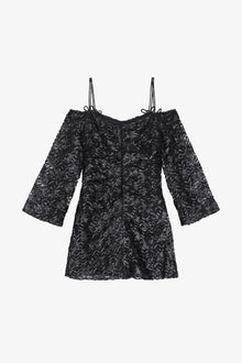 Ribbon Tulle Mini Dress | Black