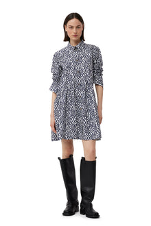 Printed Cotton Mini Shirt Dress | Egret