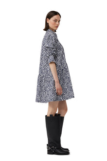 Printed Cotton Mini Shirt Dress | Egret