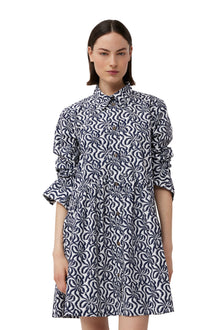 Printed Cotton Mini Shirt Dress | Egret