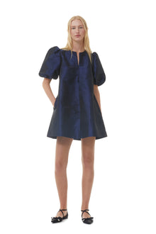 Shiny Taffeta Mini Dress | Sodalite Blue