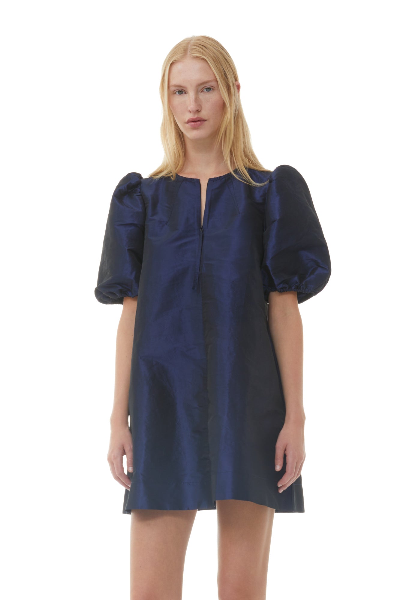 Shiny Taffeta Mini Dress | Sodalite Blue