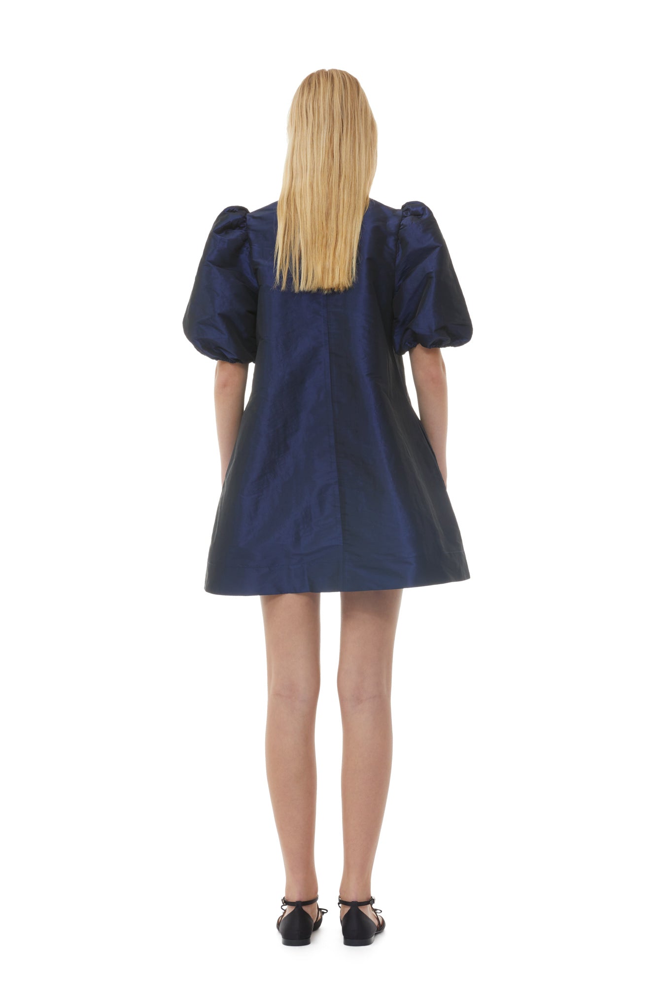 Shiny Taffeta Mini Dress | Sodalite Blue