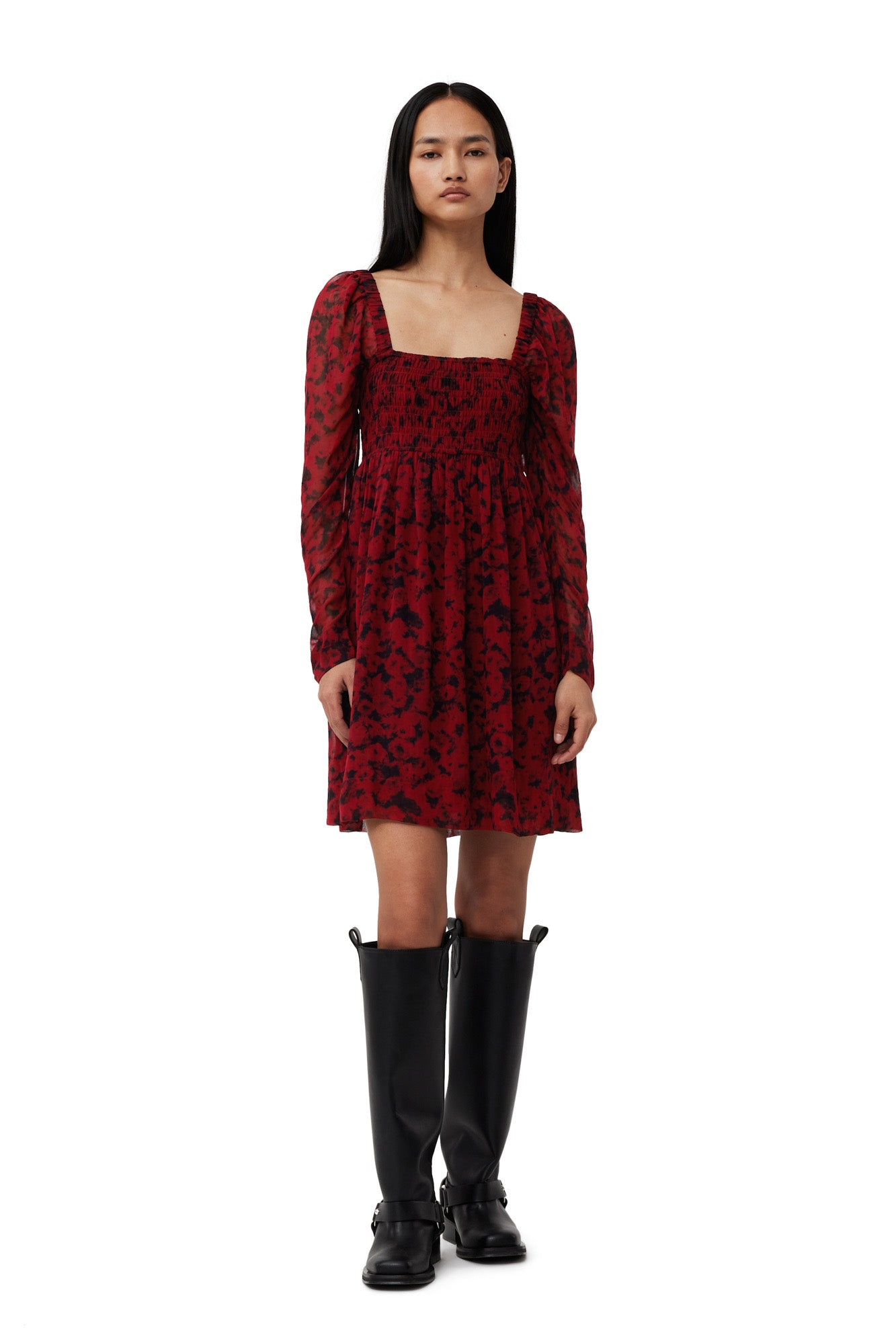 Printed Georgette Mini Dress | Syrah