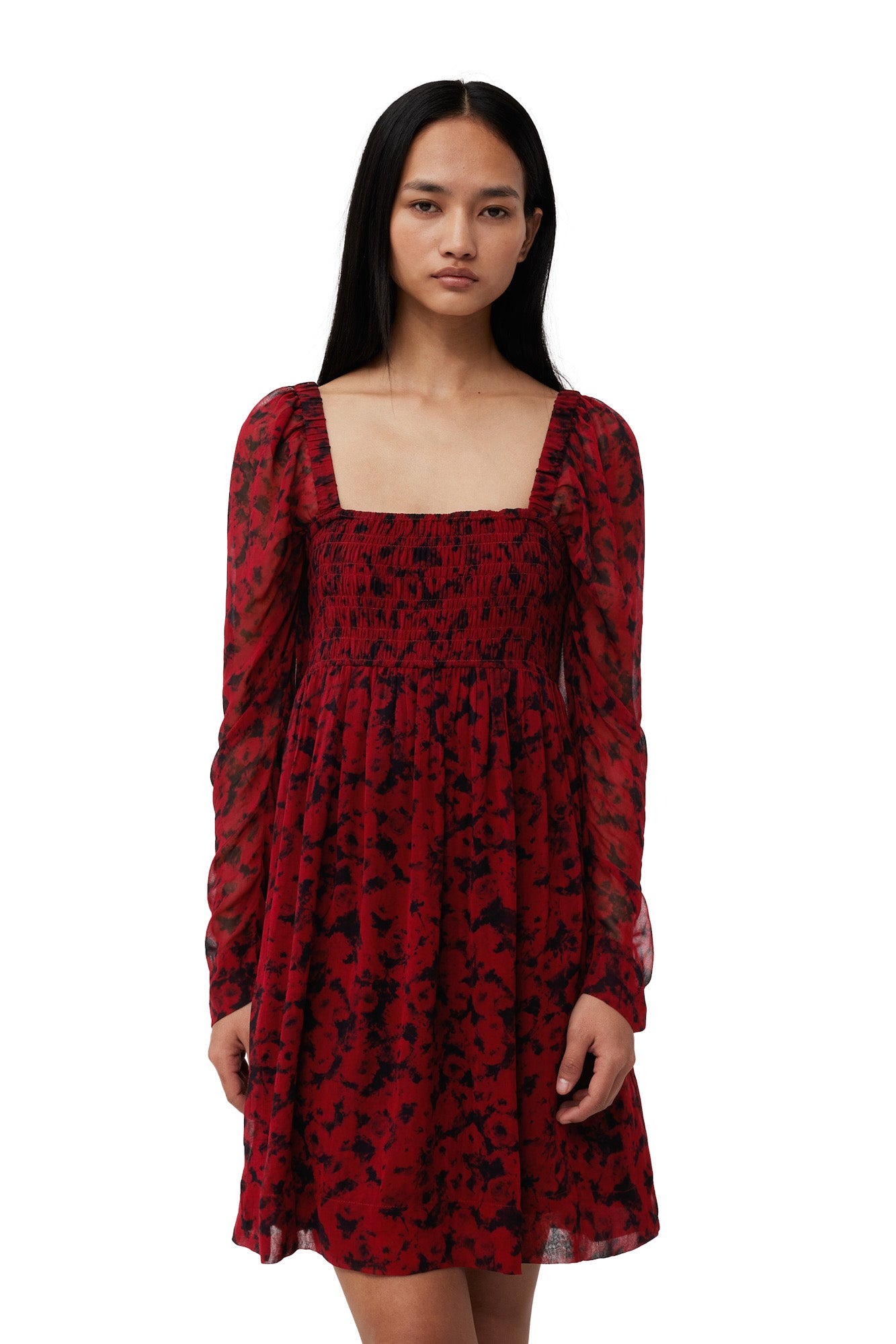Printed Georgette Mini Dress | Syrah