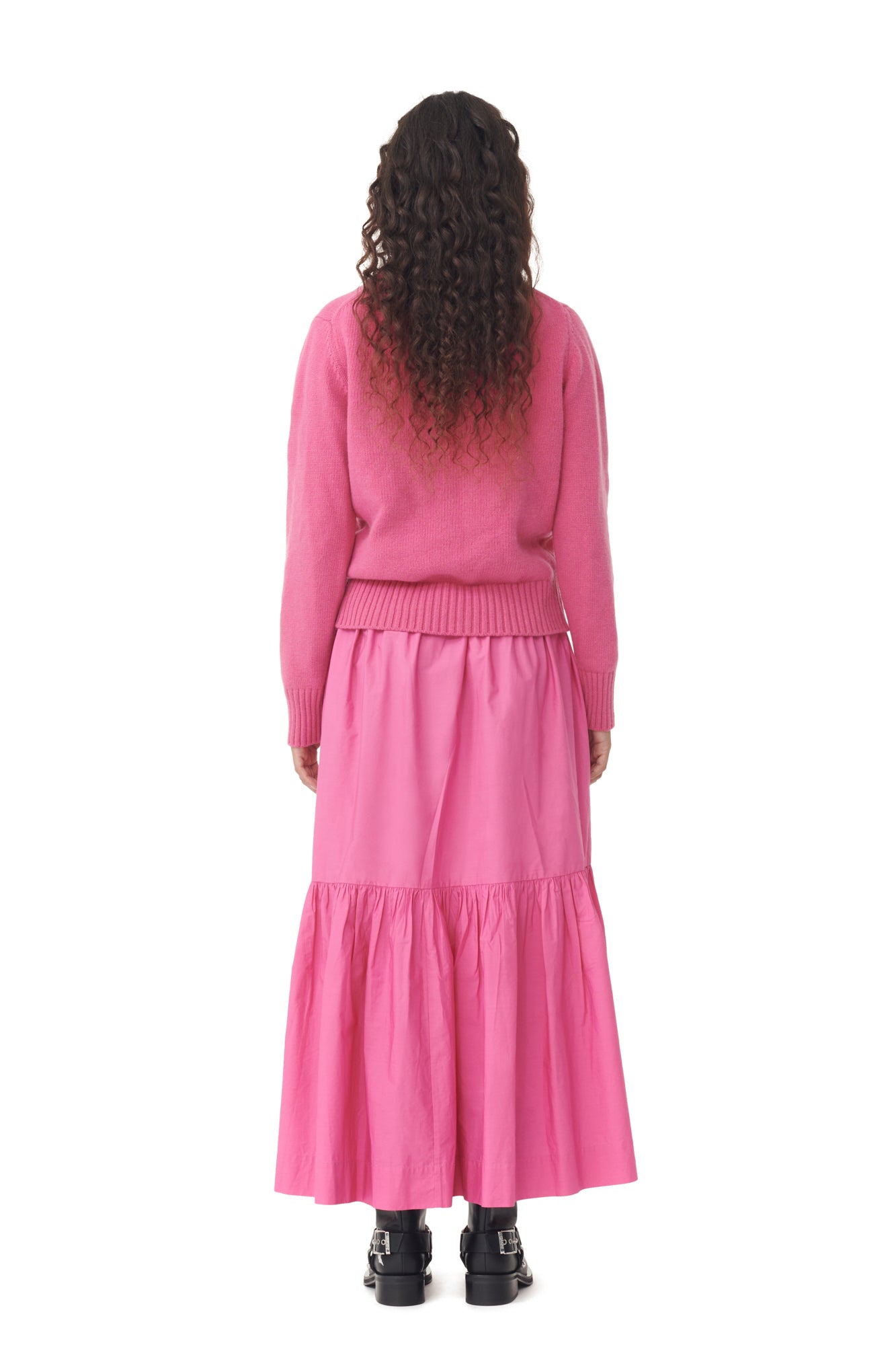 Cotton Poplin Long Flounce Skirt | Cone Flower