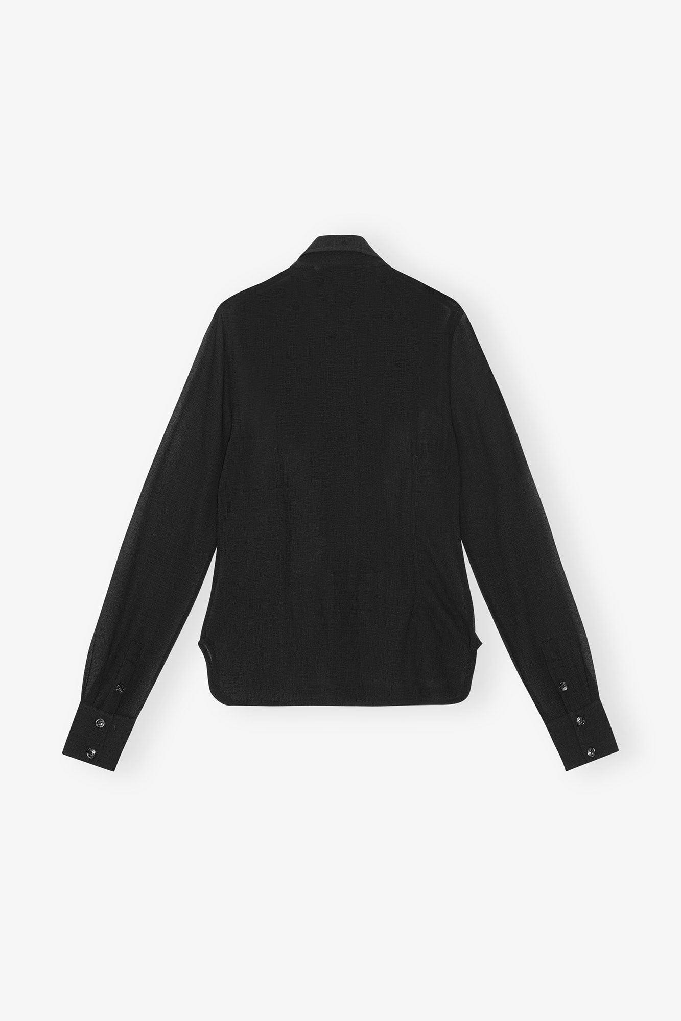 Chiffon Center Ruffle Shirt | Black