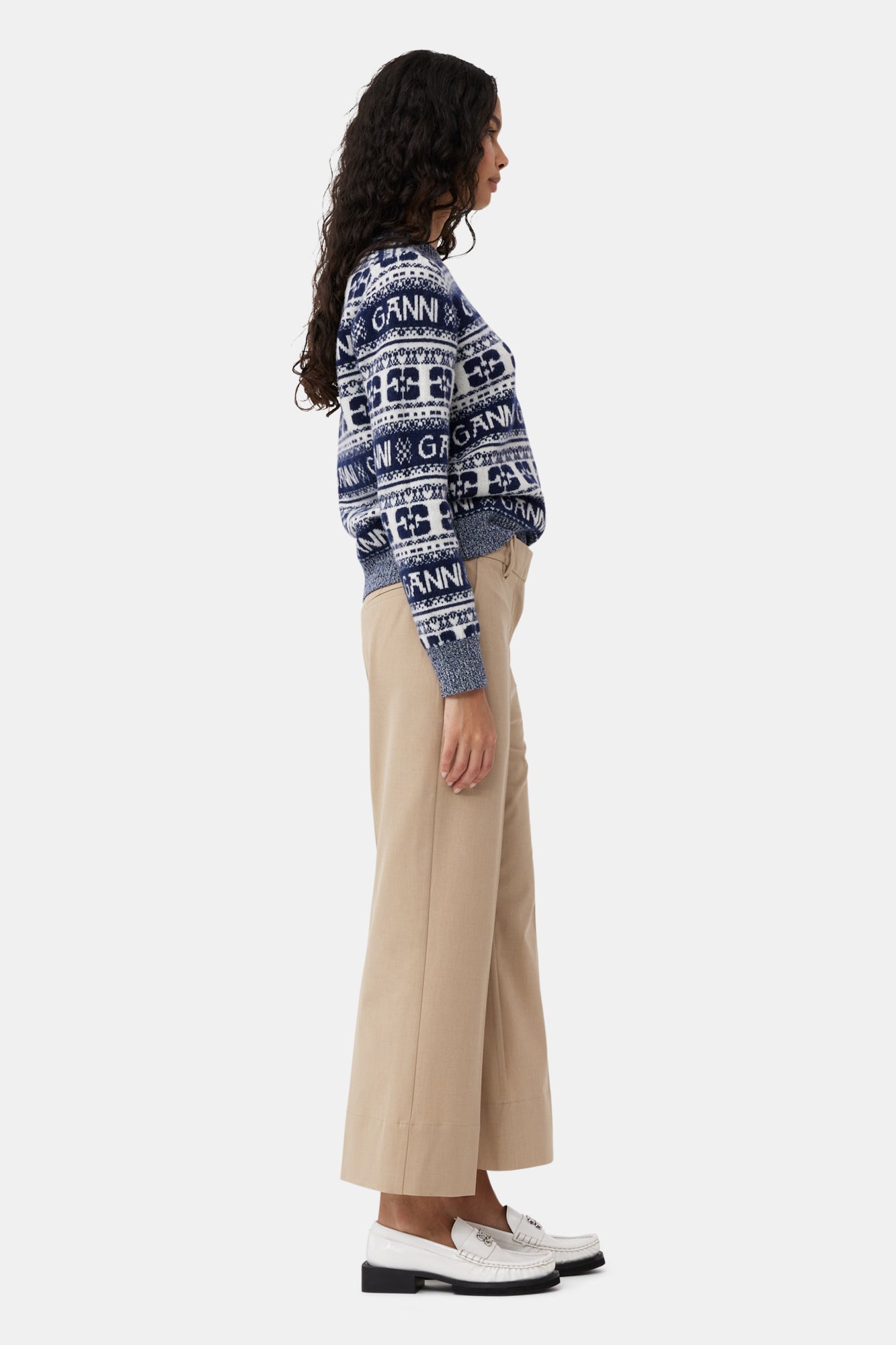 Drapey Melange Cropped Trousers | Safari