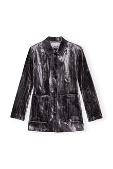 Striped Velvet Blazer | Phantom