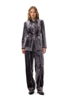 Striped Velvet Blazer | Phantom