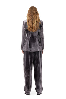 Striped Velvet Blazer | Phantom