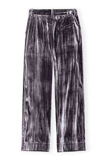 Striped Velvet Relaxed Pleated Trousers | Phantom