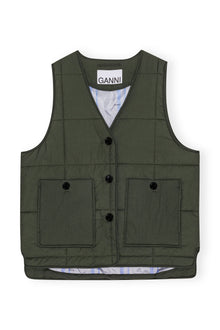 Quilt Boxy Vest | Kombu Green