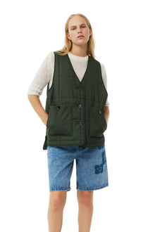 Quilt Boxy Vest | Kombu Green