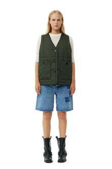 Quilt Boxy Vest | Kombu Green