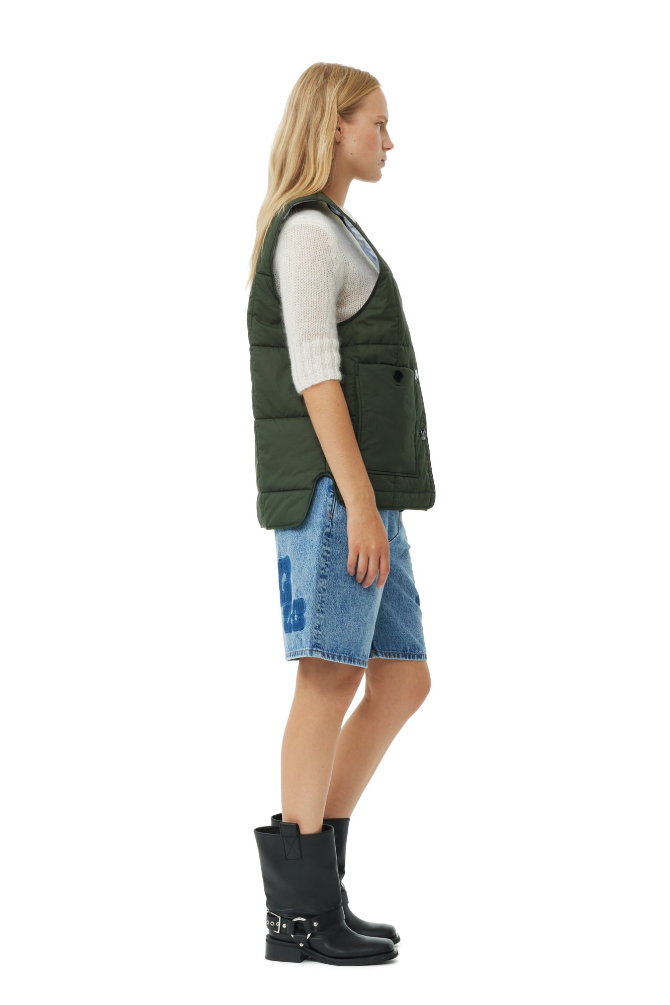 Quilt Boxy Vest | Kombu Green