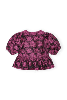 Botanical Jacquard Peplum Blouse | Cone Flower