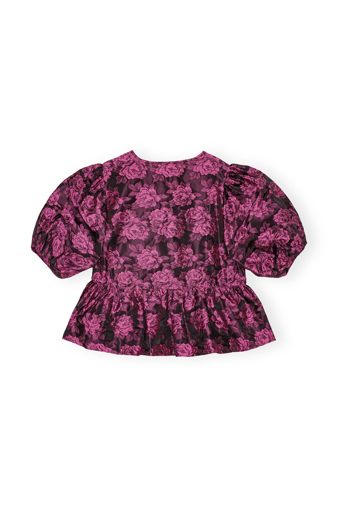 Botanical Jacquard Peplum Blouse | Cone Flower
