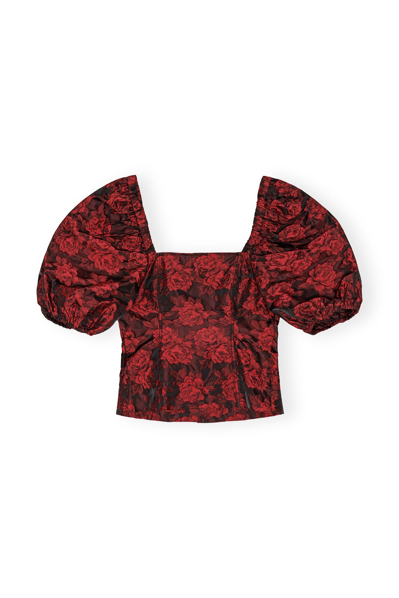 Botanical Jacquard Fitted Blouse | High Risk Red