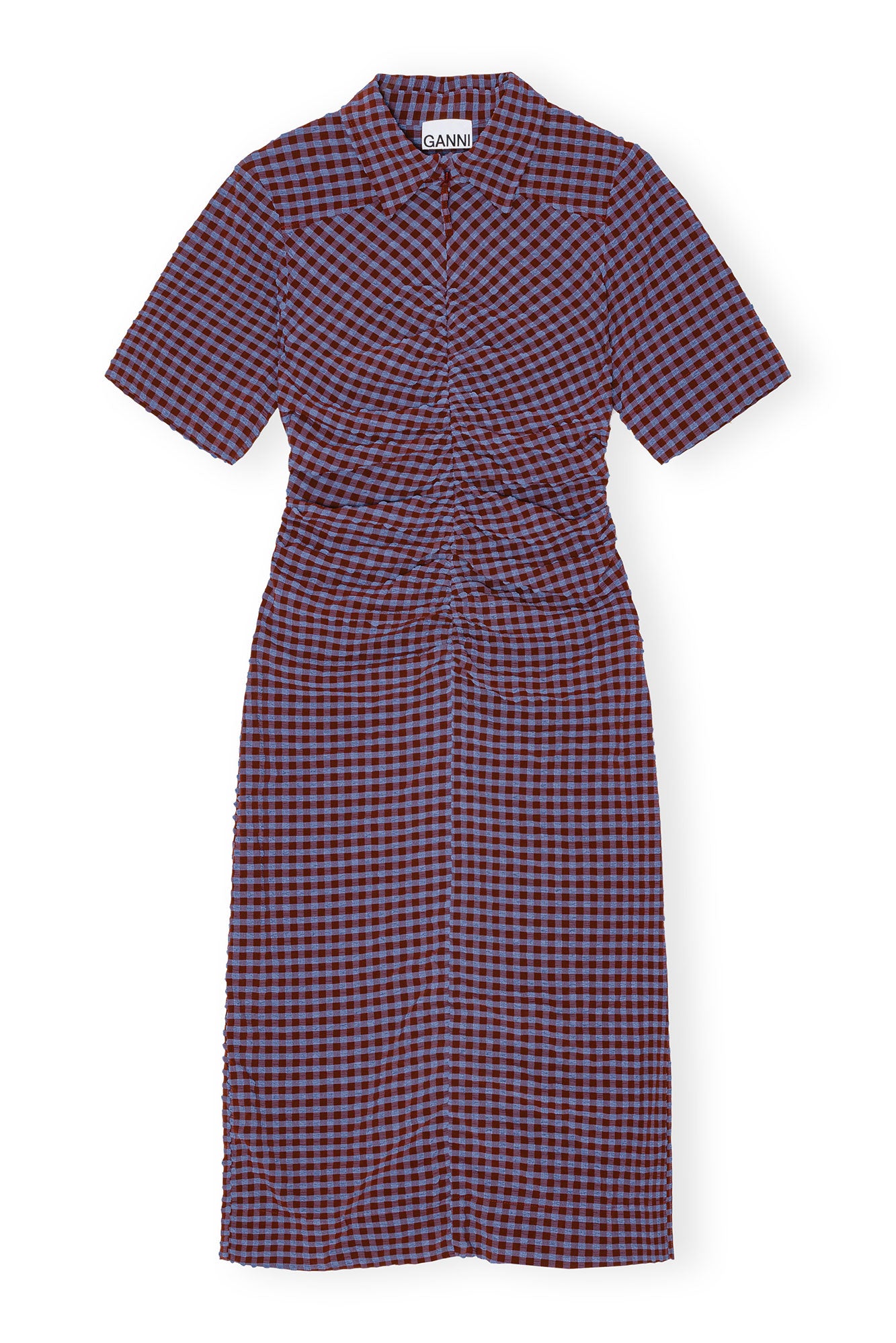 Stretch Seersucker Fitted Dress | Racing Red