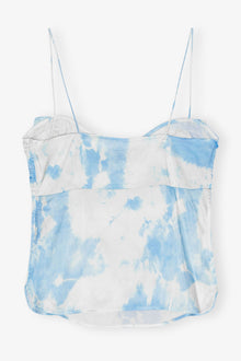 Printed Satin Slip Top | Powder Blue