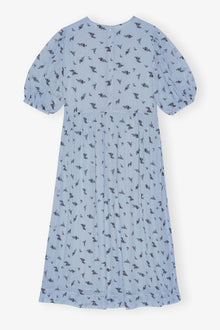 Printed Georgette Puff Sleeve Midi Dress | Brunnera Blue