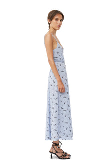 Printed Georgette Strap Wrap Dress | Brunnera Blue