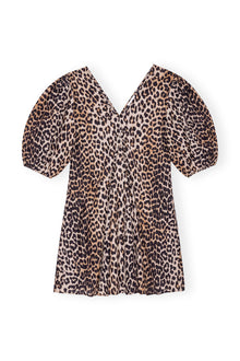 Silk V-Neck Mini Dress | Leopard