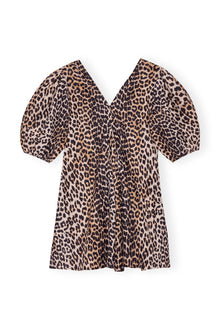 Silk V-Neck Mini Dress | Leopard