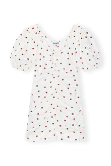 Printed U-neck Mini Dress | Egret