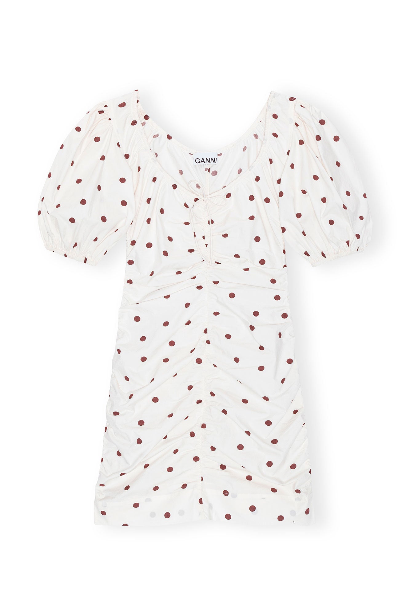 Printed U-neck Mini Dress | Egret