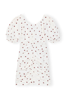 Printed U-neck Mini Dress | Egret