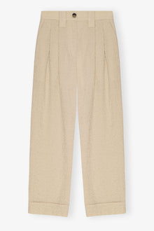 Textured Suiting Mid Waist Trousers | Oyster Gray